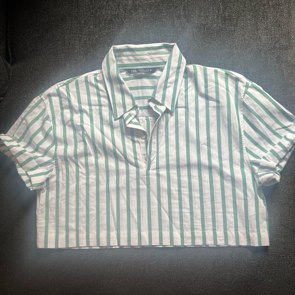 Striped Cropped Poplin Shirt